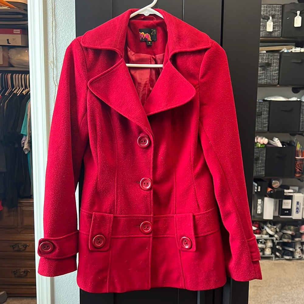 Forever 21 red peacoat- Medium